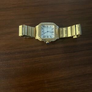 First copy Cartier Gold Square Face Bracelet Watch - Roman Dial